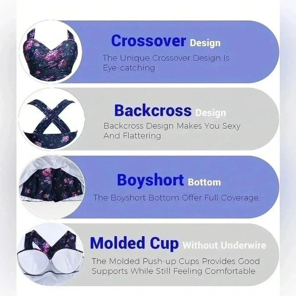 COCOPEAR Women's Elegant Crossover One Piece Swimdress striped Skirted Swimsuit - Picture 3 of 3